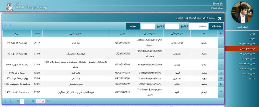 درخواست شغلی